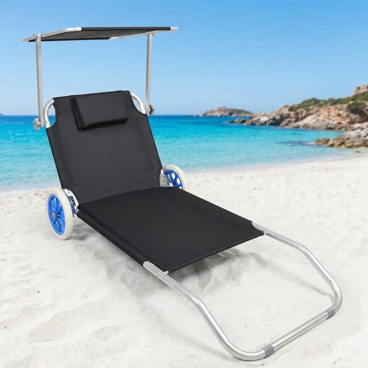 Actual product image VCM Sun lounger with wheels and sun canopy (165 cm)