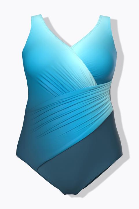 Actual product image Ulla Popken Gradient One Piece Wrap Look Bathing Suit (60)