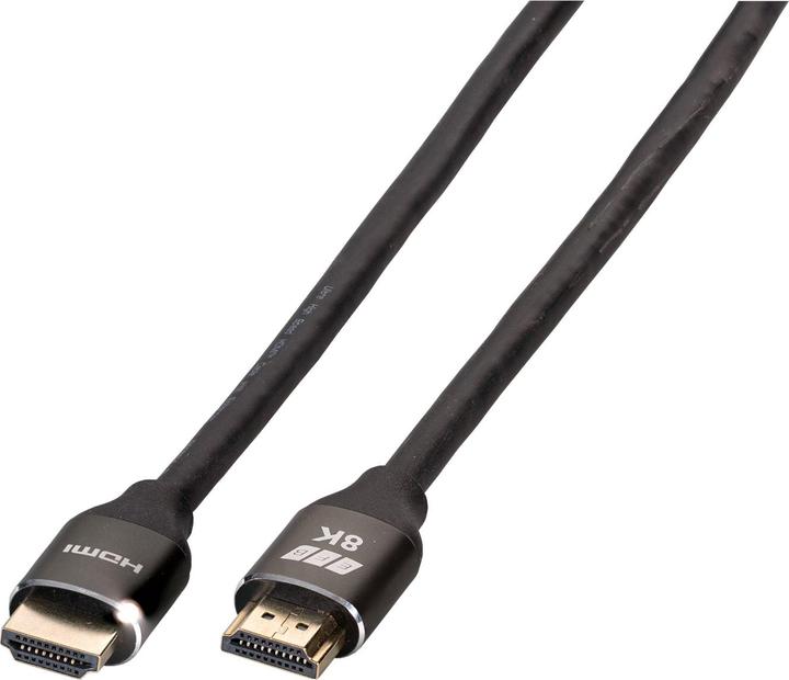 Immagine prodotto EFB Elektronik Cavo HDMI+ ad altissima velocità con Ethernet 8K60Hz A-A St-St, spina in alluminio Premium, 2m, nero (2 m)