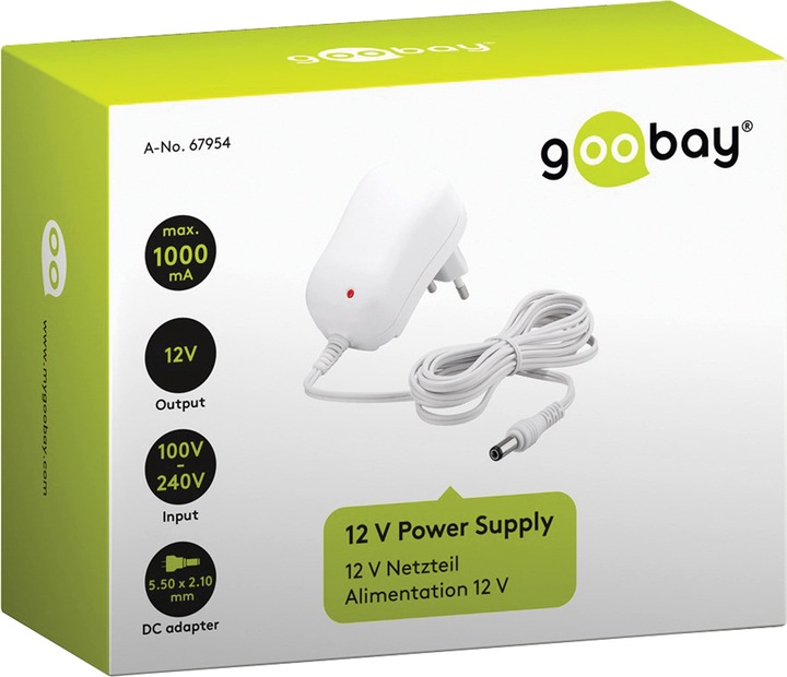 Produktbild Goobay 12 V Netzteil, Weiss, 1.8 m