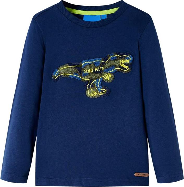 Actual product image vidaXL Children's long-sleeved shirt navy blue 128,Material: 100 (128)