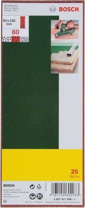Produktbild Bosch Zubehör Schleifblatt-Set für Schwingschleifer, 25-teilig, 8 Löcher, 93 x 230 mm, 120 (120)