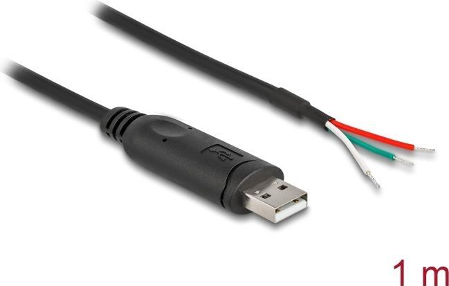 Actual product image Delock Adapter cable USB 2.0 Type-A to serial RS-485 3 x open (1 m, Industrial cables)