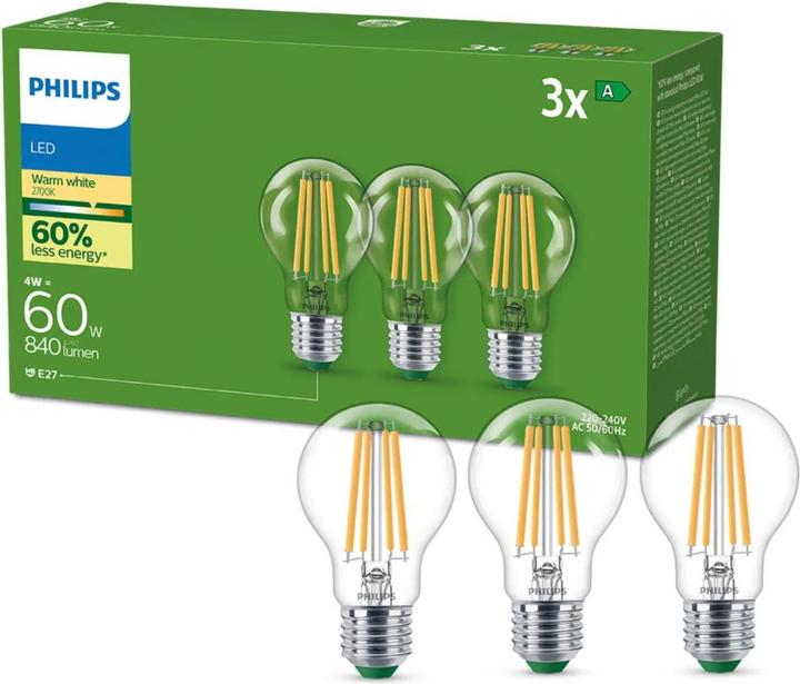 Produktbild Philips Classic LED Lampe (E27, 4 W, 840 lm, 3 x, A)
