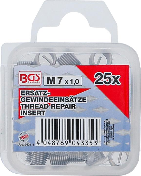 Image du produit BGS Inserts taraudés M7 x 1,0 mm 25 pièces