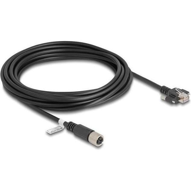 Thumbnail - Delock M12 Kabel X-kodiert 8 Pin Buchse zu RJ45 Stecker mit (F/UTP, CAT5e, 5 m), Netzwerkkabel