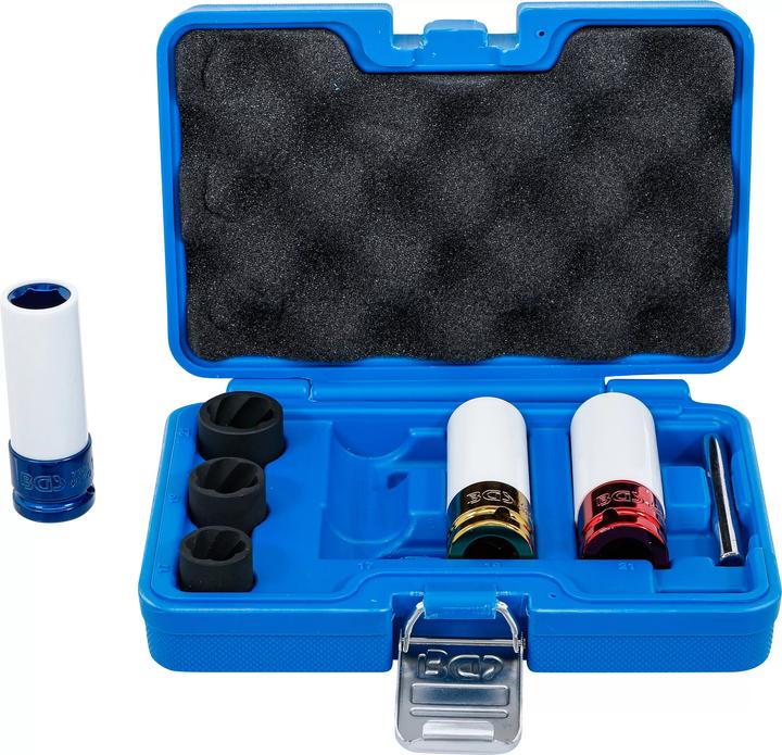 Actual product image BGS Power socket and spiral profile socket spanner set | Drive square socket 12.5 mm (1/2") | (12.5 mm)