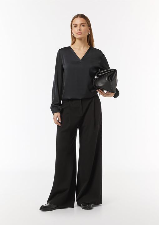 Produktbild Comma Bluse Satin-Bluse mit V-Ausschnitt und elastischen Bündchen (34)