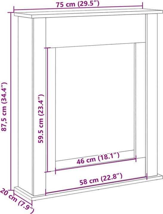 Image du produit vidaXL Bordure de cheminée Console de cheminée Décor Cheminée Cimaise Chêne Sonoma