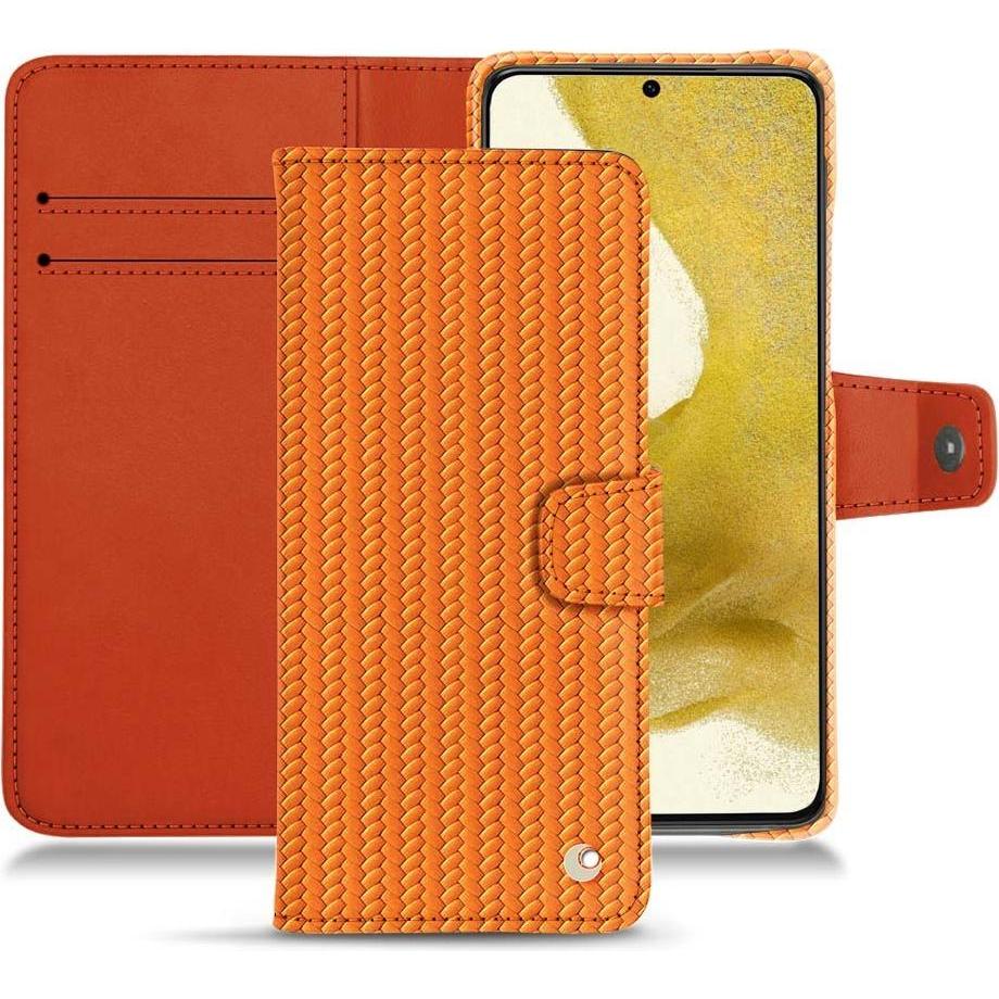 Noreve Lederschutzhülle Wallet (Samsung Galaxy S22), Smartphone Hülle, Orange