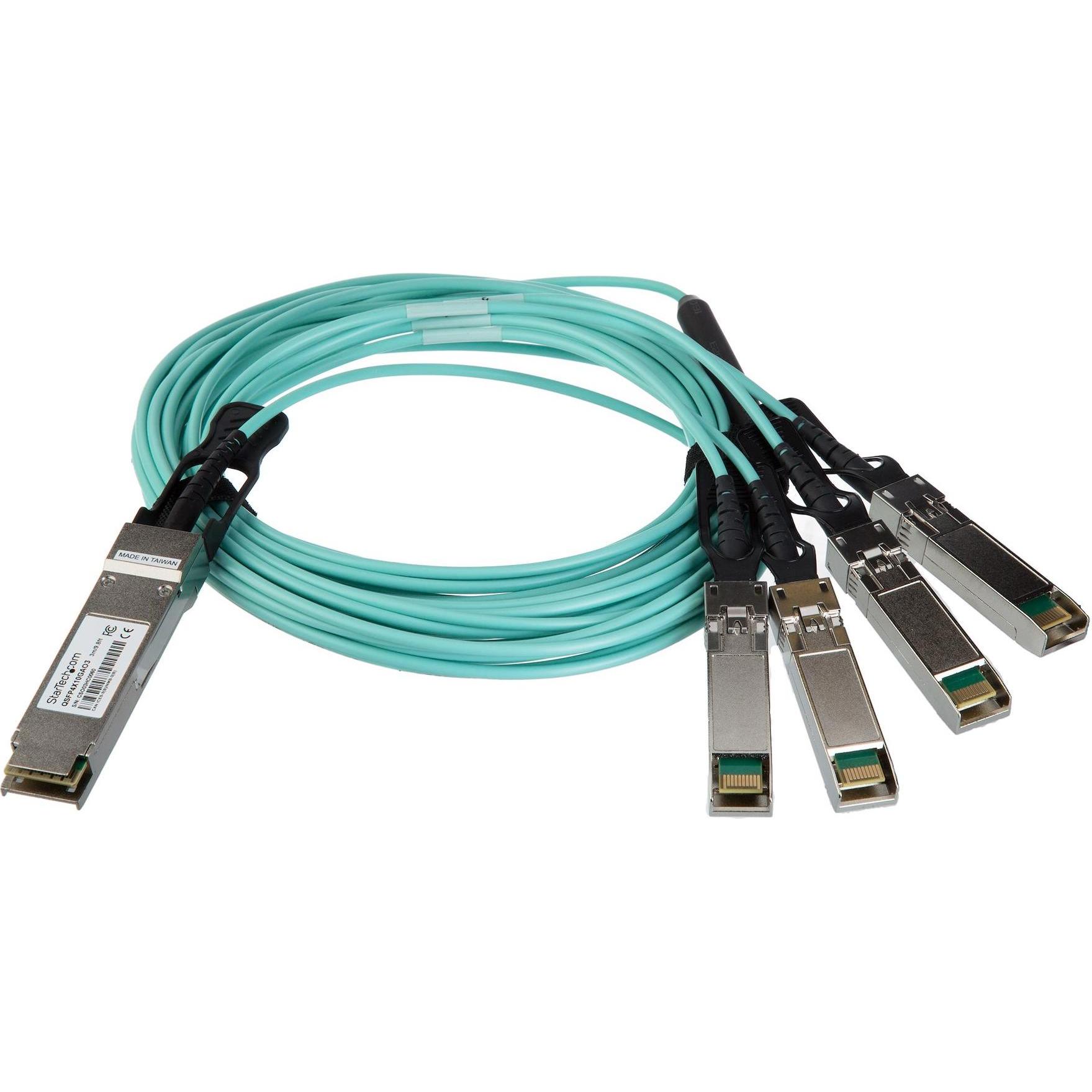 Thumbnail - StarTech 3m Qsfp+ Breakout Cable, Transceiver, Schwarz