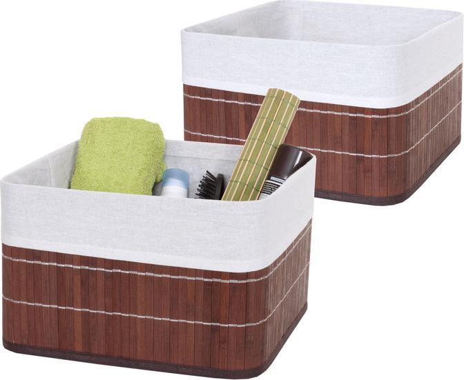 Actual product image Swisshandel24 2x Storage Basket, Basket Storage Box Sorting Box Shelf Basket, Bamboo - brown (33 cm, 2x)