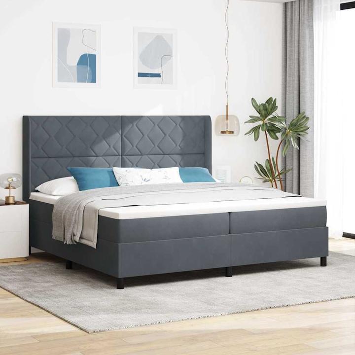 Produktbild vidaXL Boxspringbett Mit Matratze Samt Dunkelgrau (200 x 200 cm)