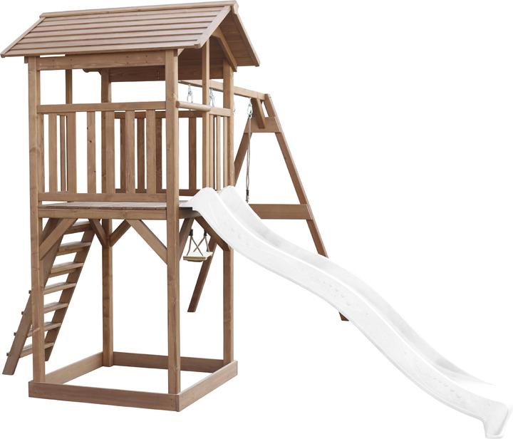 Produktbild Axi Beach Tower Spielturm mit Doppelschaukel braun - weisse Rutsche
