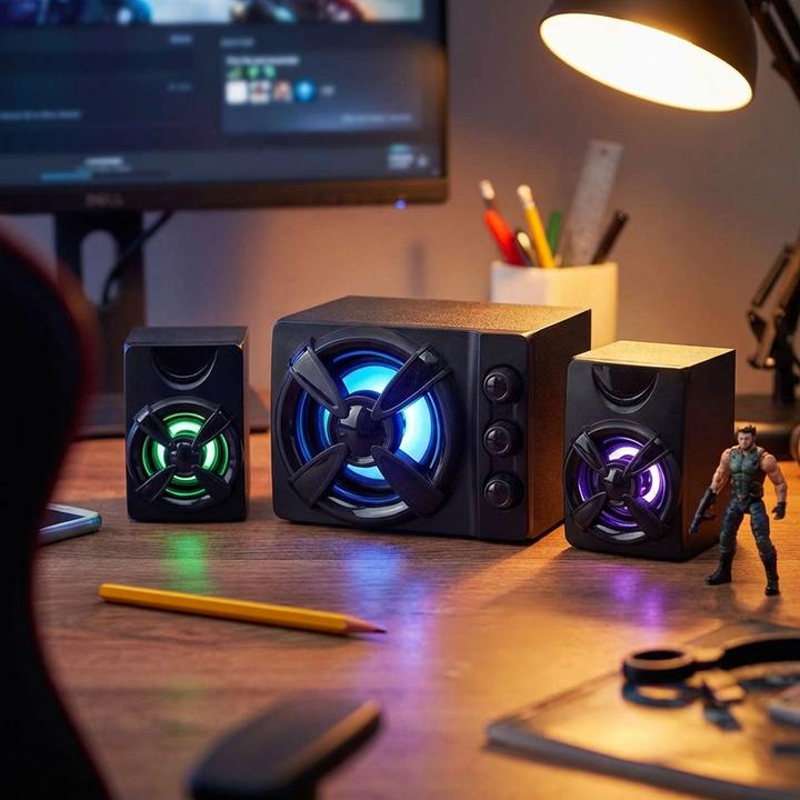 Actual product image Nedis Gaming Speaker | Speaker Channels: 2.1 | Power Supply via USB | 3.5 mm Plug | 33