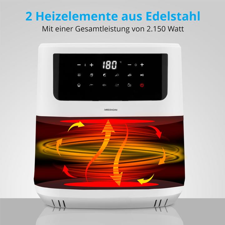 Produktbild Medion MD 11750 Life P10 XL Duo-Heissluftfritteuse 6,8 l, weiss