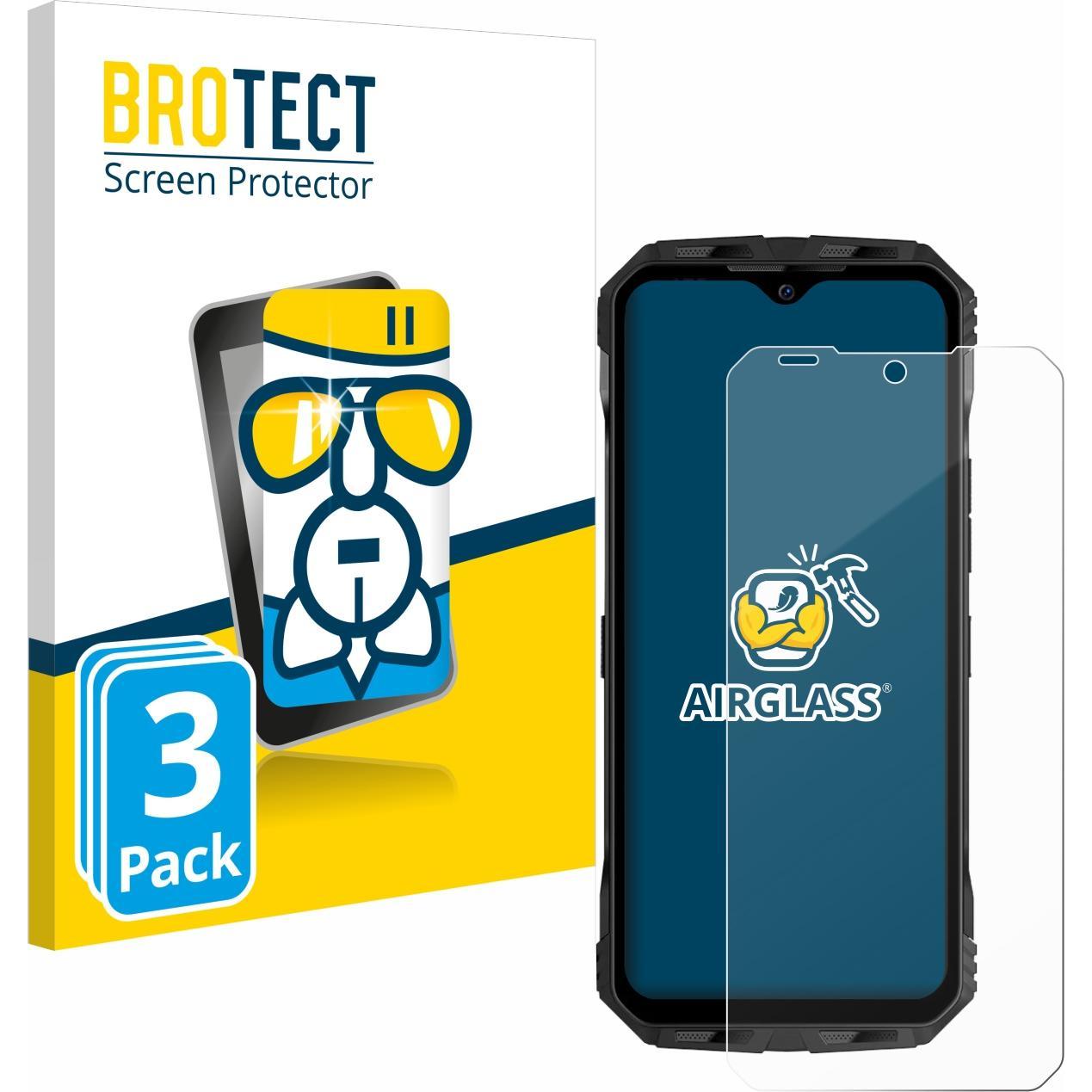 BROTECT AirGlass Panzerglasfolie (3 Stück, Doogee V30T), Smartphone Schutzfolie, Transparent
