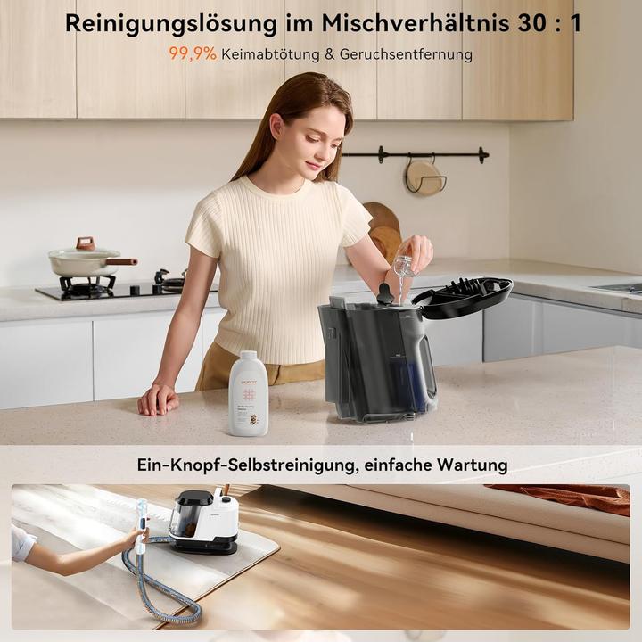 Actual product image Uwant Y100 Steam 3-in-1 Dampfreiniger mit 18KPA,1750W Heissdampf,Selbstreinigung,7-teiligem Zubehör