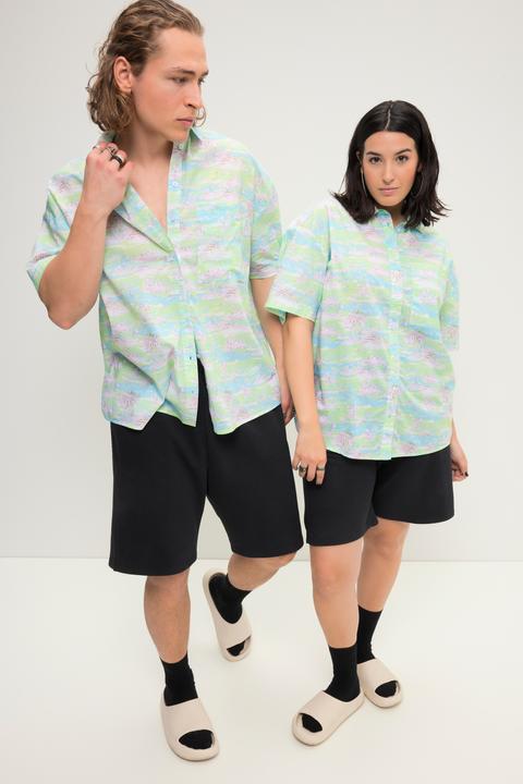 Immagine prodotto Studio Untold Camicia hawaiana dal taglio oversize con stampa allover, collo da camicia e mezze maniche (XL)