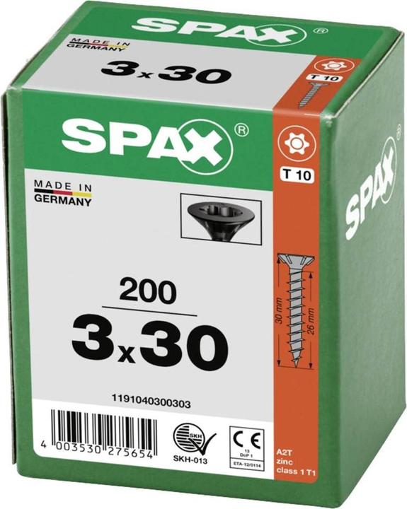 Label énergétique Spax Vis pour panneaux d'aggloméré (200 Vis par pièce)