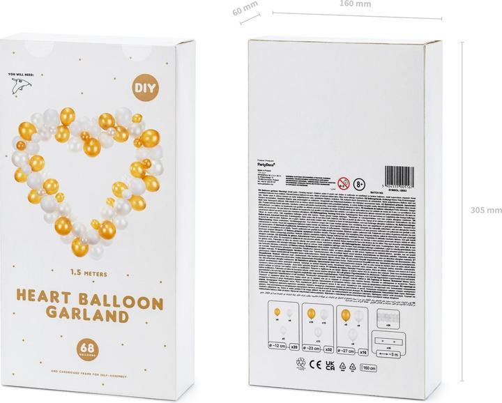 Actual product image Partydeco Balloon heart gold/white, 166 x 160 cm, 68 balloons (1 x)