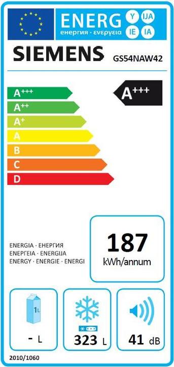 Energie-Label Siemens Gs54naw42 (Freistehend, 323 l)
