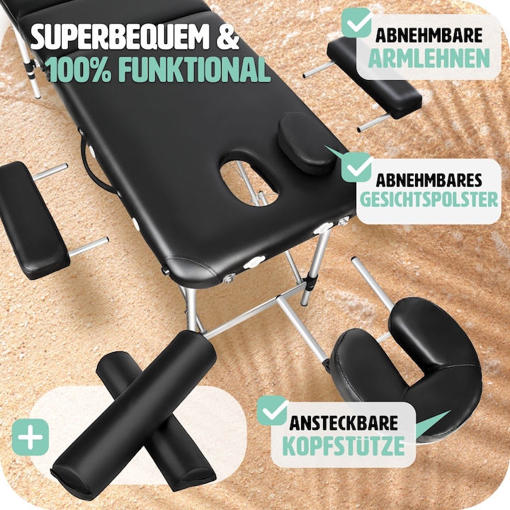 Immagine prodotto tectake Lettino per massaggi a 3 zone con schienale e bolster