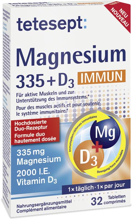 Produktbild Tetesept Magnesium 335 + Vitamin D3 Immun (32 Stück, Tabletten, 56 g)