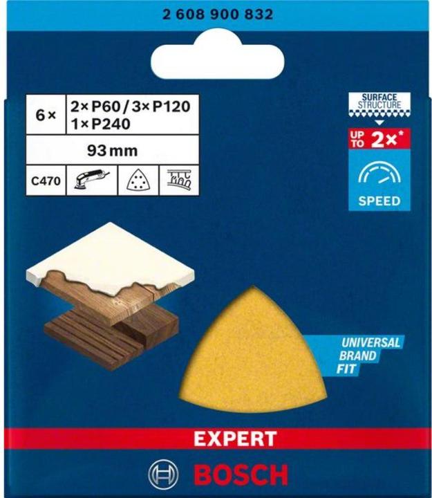 Produktbild Bosch Professional Zubehör EXPERT C470 Schleifpapier-Set für Deltaschleifer, 93 mm, G 60/120/240, 6-tlg. (60, 120, 240)