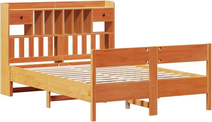 Produktbild VidaXL Massivholzbett Holzbett Bett mit Regal ohne Matratze 140x200cm Kiefer (140 x 200 cm)