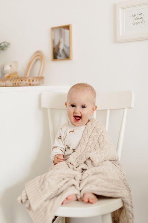 Immagine prodotto My memi Coperta per bambini in Merino - Intrecciato Beige (80 x 100 cm)