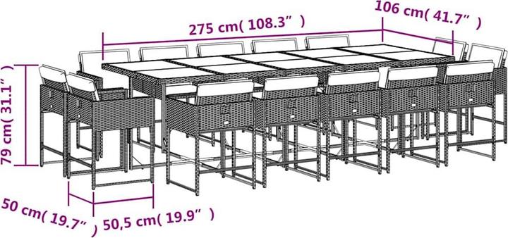 Produktbild vidaXL Garten Essgruppe (275 x 106 x 73 cm)