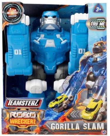 Productafbeelding Teamsterz Roboter Gorilla Auto Launcher Licht Und Ton + 1 Auto