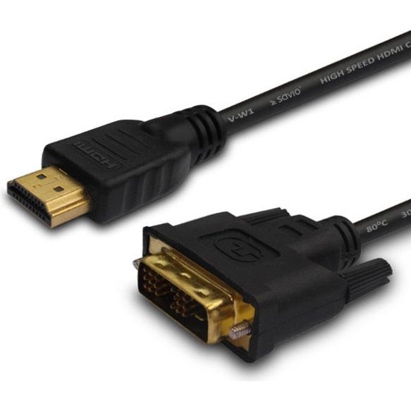 Savio CL-139 Videokabel-Adapter DVI-A HDMI Typ A (Standard) (1.80 m, HDMI), Video Kabel