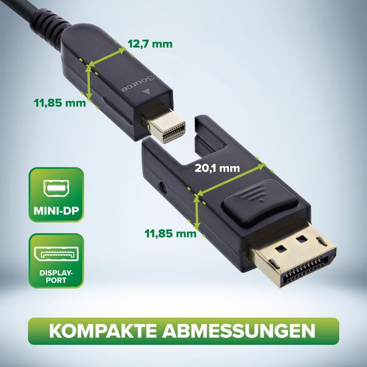 Actual product image InLine DisplayPort 1.4 AOC cable, 8K4K, DisplayPort plug detachable, 15m (15 m)