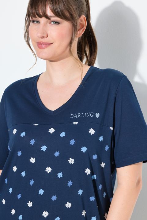 Produktbild Ulla Popken Bigshirt, Blüten, Stickerei, V-Ausschnitt, Halbarm (50, 52)