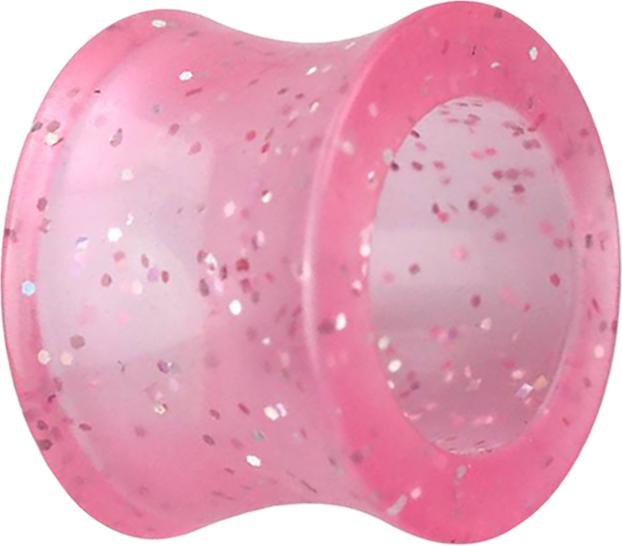 Produktbild Star Piercing Flared Tunnel pink Glitter "Glow" (ohne Messing, Kunststoff)