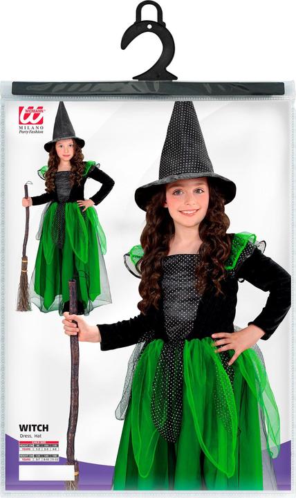 Image du produit Widmann Costume de sorcière verte pour enfants avec robe et chapeau (116)