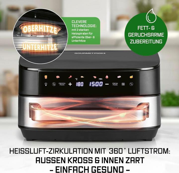 Actual product image Gourmetmaxx Air Fryer with XL Cooking Surface, 10 Programs, and Digital Display