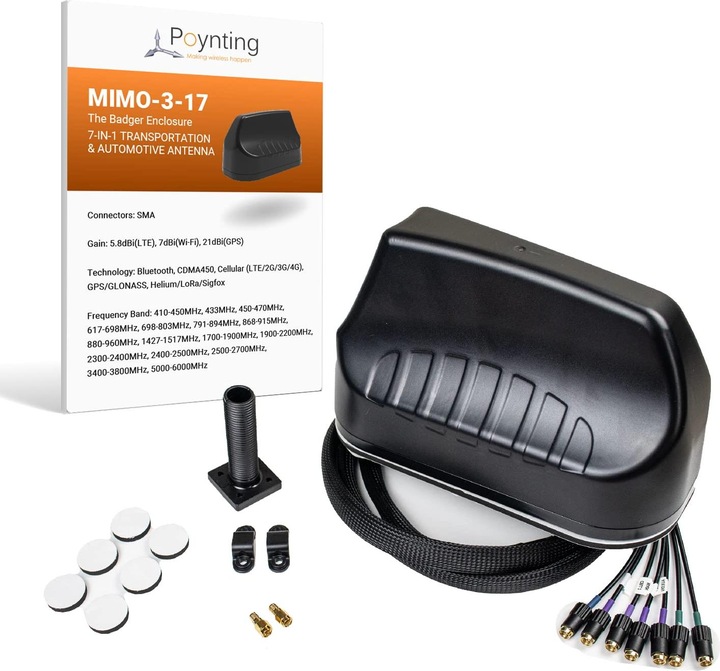 Immagine prodotto Poynting Antenne - 5G/LTE - Automotive/Naval - A-MIMO-0003-V2-17-B - nero - Adattatore SMA (M) e RPSMA (5G)