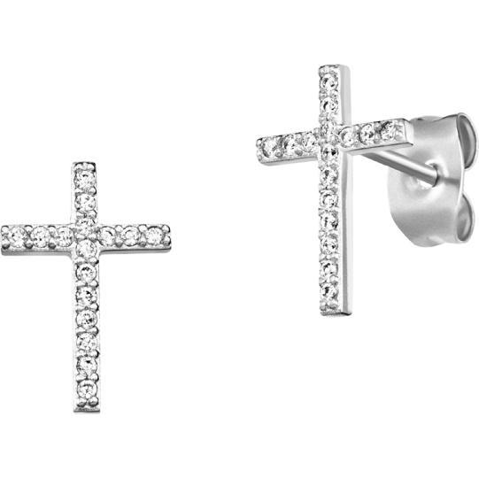 Engelsrufer, Ohrringe, Silver earrings Cross with zircons ERE-LILCROS-ZST, (925er Silber)