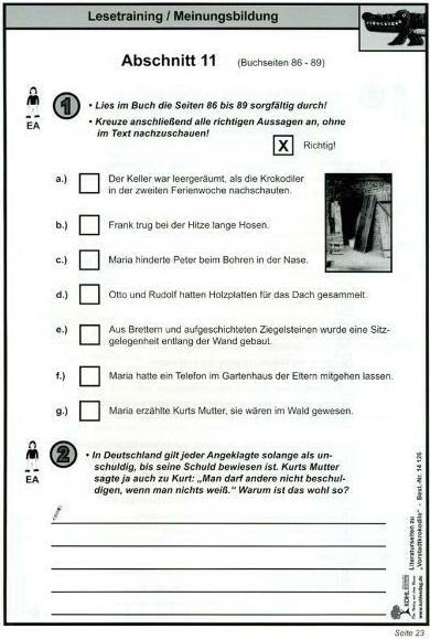 Produktbild Die Vorstadtkrokodile / Literaturseiten (Deutsch, Moritz Quast, 2005)