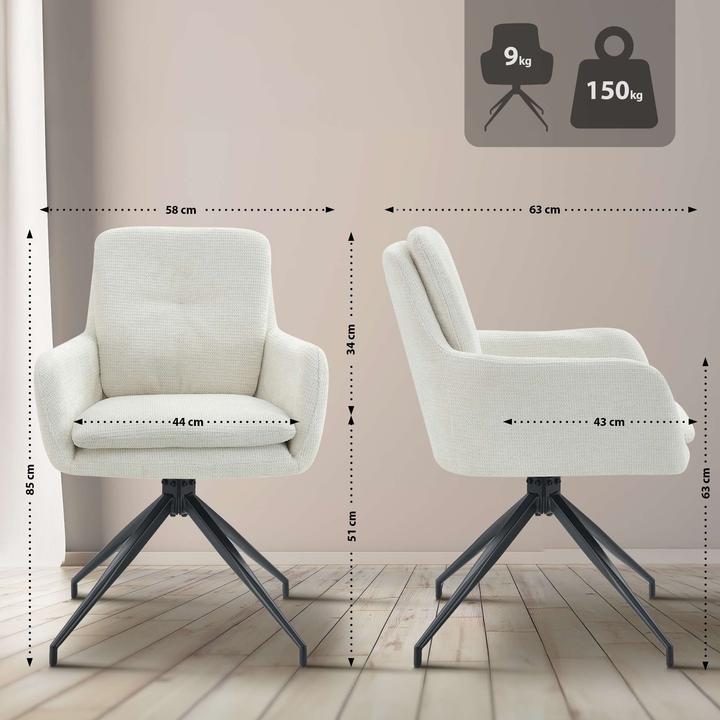 Actual product image CLP Pickett dining chair with 180 degree swivel function