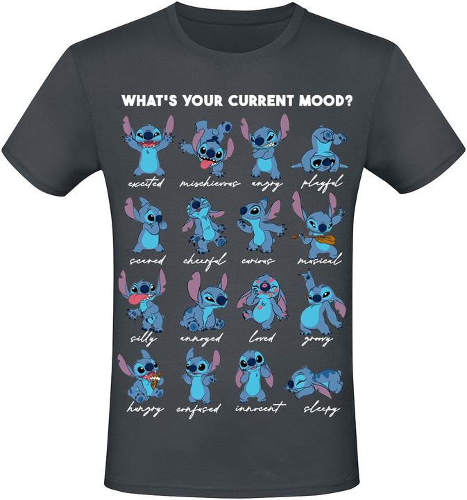 Immagine prodotto Heroes Inc Lilo & Stitch T-Shirt Stitch Emotions Charcoal Grösse S (S)