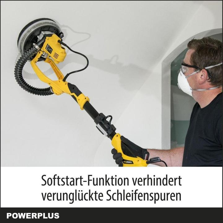 Image du produit Powerplus Ponceuse pour cloisons sèches télescopique 1050W Ø225mm - 6 Acc. (Ponceuse à disque, 1050 W)