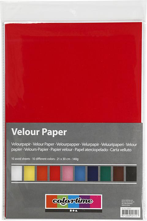 Actual product image Creativ Company Velour paper Kleur A4, 10 vells (140 g/m², 10x)