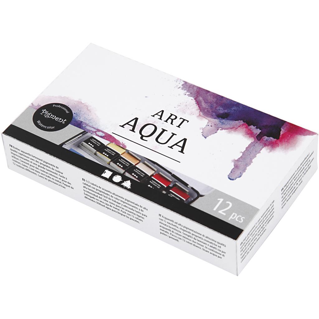 Creativ Company, Künstlerfarbe + Bastelfarbe, Art Aqua Aquarelverf, 12 Kleuren (Standard-Farben, 12 ml)