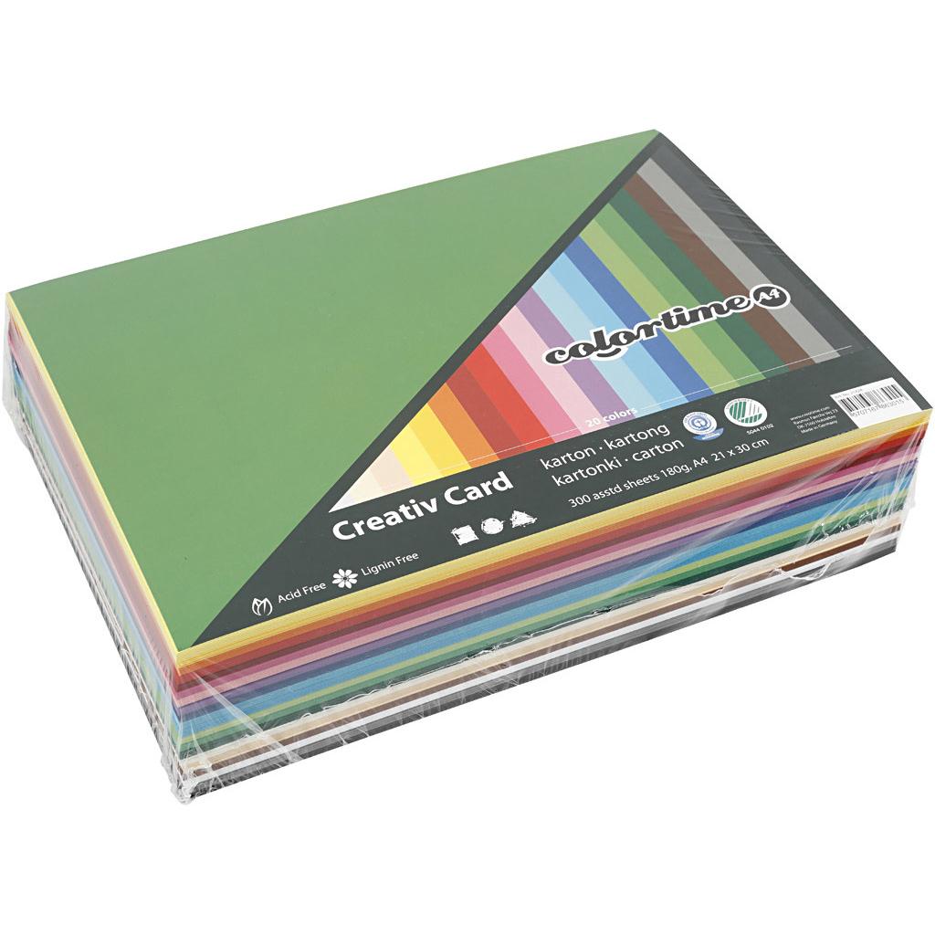 Thumbnail - Creativ Company, Bastelpapier, Gekleurd Karton Kleur A4, 300 Vellen (180 g/m², 300 x)