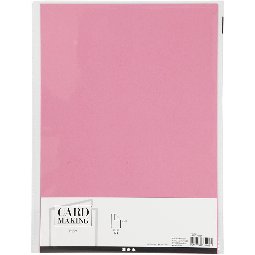 Thumbnail - Creativ Company, Bastelpapier, Papier Roze A4 80gr, 20st. (80 g/m², 20 x)