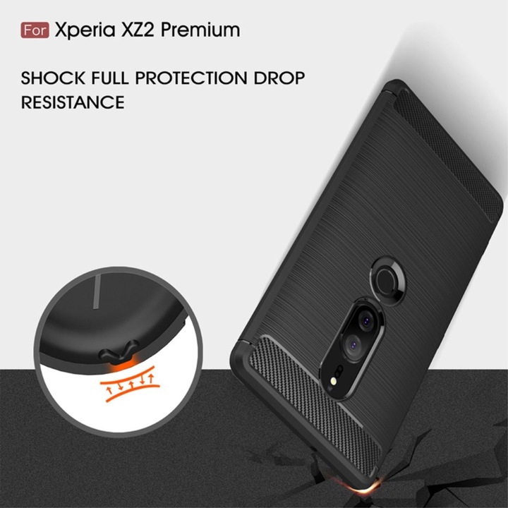 Produktbild König Design Hülle Handy Schutz für Sony Xperia XZ2 Premium Case Cover Bumper Carbon Blau (Sony Xperia XZ2 Premium)